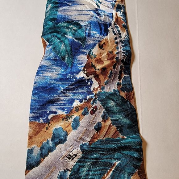 Adolfo Couture Tie Beach Highway - 100% Silk - Picture 1 of 4